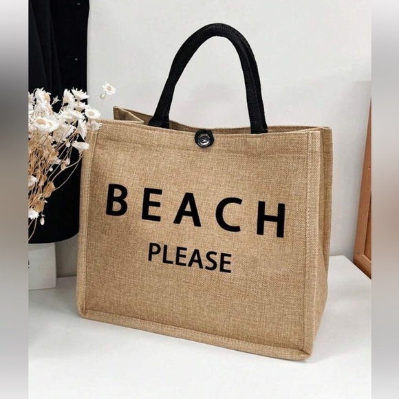 Khaki Linen beach bag - Picture 7 of 8